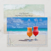 Neue Address Beach Life Cocktails auf Sand Flat Ca Dankeskarte (Vorne/Hinten)