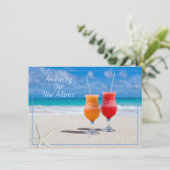 Neue Address Beach Life Cocktails auf Sand Flat Ca Dankeskarte (Stehend Vorderseite)