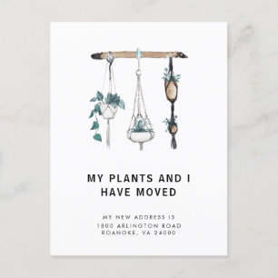 Neue Address Boho Hanging-Pflanze verschieben Ankündigungspostkarte