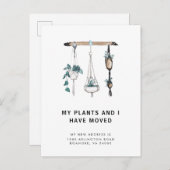 Neue Address Boho Hanging-Pflanze verschieben Ankündigungspostkarte (Vorne/Hinten)