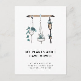 Neue Address Boho Hanging-Pflanze verschieben Ankündigungspostkarte