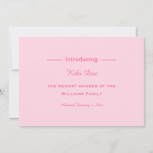 Neue Adoption für Haustiere in Girly Pink Ankündigung (Rückseite)