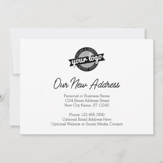 Neue Adressänderung mit dem Firmenlogo Ankündigung (Vorderseite)