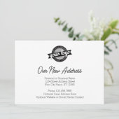 Neue Adressänderung mit dem Firmenlogo Ankündigung (Stehend Vorderseite)