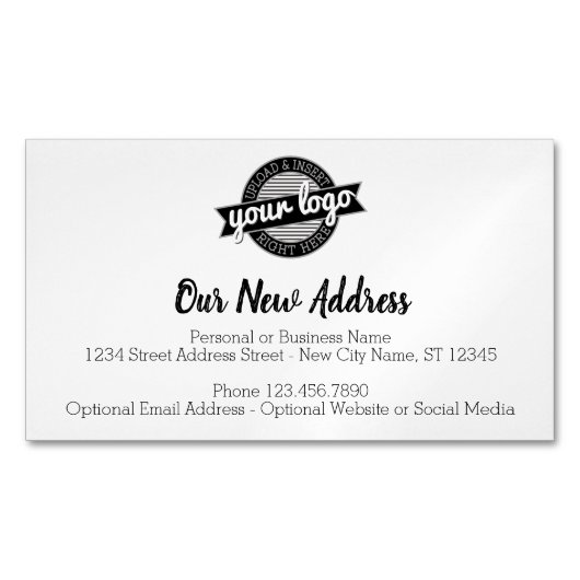 Neue Adressänderung mit dem Firmenlogo Magnetische Visitenkarte (Vorderseite)
