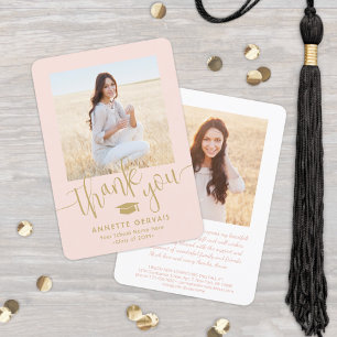 Neue Adresse & Abschlussfoto Rosa & Gold Dankeskarte