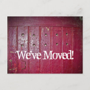 Neue Adresse alte rote Tür verschoben Ankündigungspostkarte