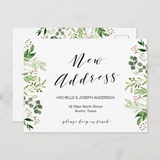 Neue Adresse, Ankündigung "Grüne Bewegung" Postkar Postkarte (Vorne/Hinten)