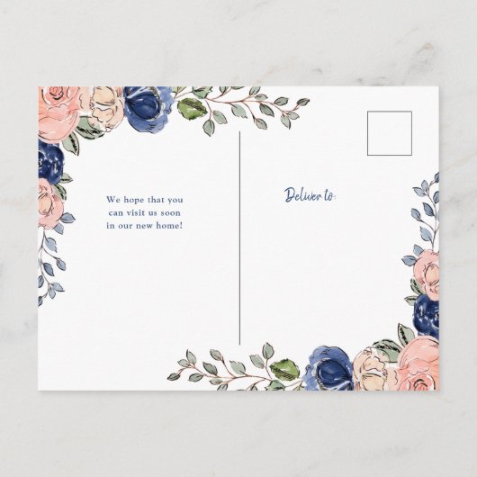 Neue Adresse | Ankündigung zur geometrischen Beweg Postkarte (Rückseite)