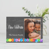 Neue Adresse Aquarell Baubles Fotokarte Einladung (Stehend Vorderseite)