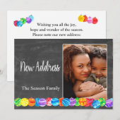 Neue Adresse Aquarell Baubles Fotokarte Einladung (Vorne/Hinten)