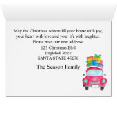 Neue Adresse Aquarell Weihnachtswagen Fotokarte (Innenansicht Horizontal (Unten))