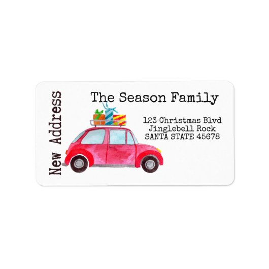 Neue Adresse Auto und Weihnachtsgeschenke Adressaufkleber (Vorne)