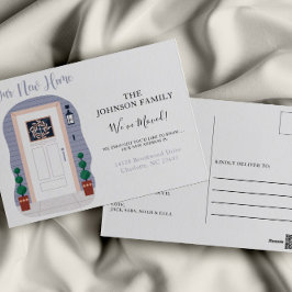 Neue Adresse Blue Pastel wir verschoben Ankündigun Postkarte