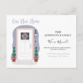 Neue Adresse Blue Pastel wir verschoben Ankündigun Postkarte (Vorderseite)