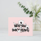 Neue Adresse | Blumenrosa | Ankündigung der Beförd Postkarte (Stehend Vorderseite)