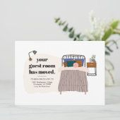 Neue Adresse Boho Guest Bedroom Deco Moving Ankündigung (Stehend Vorderseite)