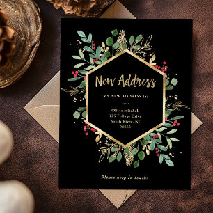 Neue Adresse Christmas Gilded Greenerity Black Postkarte