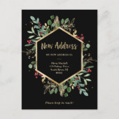 Neue Adresse | Christmas Gilded Greenerity Black Postkarte (Vorderseite)