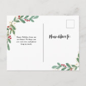 Neue Adresse | Christmas Gilded Greenery White Postkarte (Rückseite)
