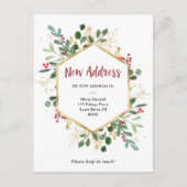 Neue Adresse | Christmas Gilded Greenery White Postkarte (Vorderseite)