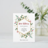 Neue Adresse | Christmas Gilded Greenery White Postkarte (Stehend Vorderseite)