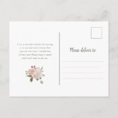 Neue Adresse | Dusty Peach Blume and Greenery Postkarte (Rückseite)