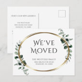 Neue Adresse Eukalyptus Gold Metallic Moving Ankündigungspostkarte (Vorne/Hinten)