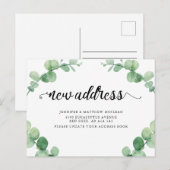 Neue Adresse Eukalyptus Leaf Botanische Kalligrafi Postkarte (Vorne/Hinten)