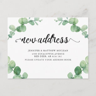 Neue Adresse Eukalyptus Leaf Botanische Kalligrafi Postkarte