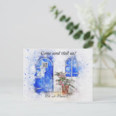 Neue Adresse für die Wasserfarbentür Wir haben uns Ankündigungspostkarte (Stehend Vorderseite)