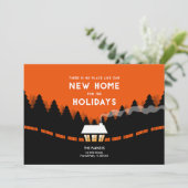 Neue Adresse für Ferien mit Retro-Kiefern Karte (Stehend Vorderseite)