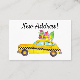Neue Adresse gelb Taxi Weihnachtsgeschenke Visitenkarte