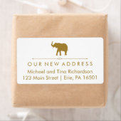 Neue Adresse Glam White und Gold Elephant (Insitu)