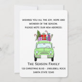 Neue Adresse grün Retro Fiat 500 Weihnachtsgeschen Einladung (Rückseite)