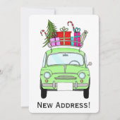 Neue Adresse grün Retro Fiat 500 Weihnachtsgeschen Einladung (Vorderseite)