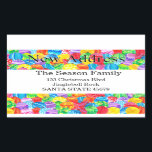 Neue Adresse handbemalter Aquarellaufkleber Rechteckiger Aufkleber<br><div class="desc">Neue Adresse handbemalt Aquarellaufkleber Farbige Weihnachtsbaumadressen,  perfekt für eine festliche Urlaubskarte oder Einladung. Mit diesen handbemalten Aquarellbaubeln hebt sich Ihre Urlaubspost von den traditionellen Karten ab.</div>