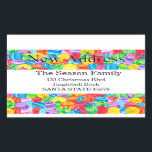 Neue Adresse handbemalter Aquarellaufkleber Rechteckiger Aufkleber<br><div class="desc">Neue Adresse handbemalt Aquarellaufkleber Farbige Weihnachtsbaumadressen,  perfekt für eine festliche Urlaubskarte oder Einladung. Mit diesen handbemalten Aquarellbaubeln hebt sich Ihre Urlaubspost von den traditionellen Karten ab.</div>