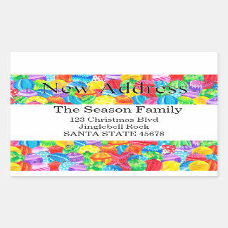 Neue Adresse handbemalter Aquarellaufkleber Rechteckiger Aufkleber