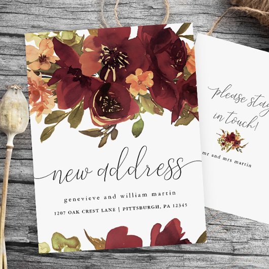 Neue Adresse Herbst Botanischer Adresswechsel Ankündigungspostkarte