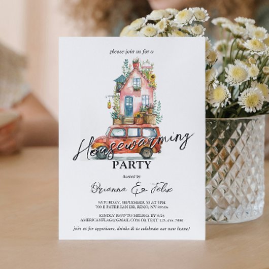 Neue Adresse I Car Moving Zuhause House Erwärmung Einladung