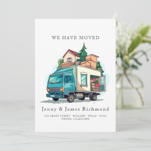 Neue Adresse I Truck Moving Zuhause Ankündigung (Stehend Vorderseite)