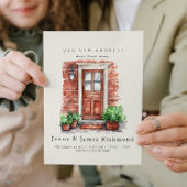 Neue Adresse I Wasserfarben Vordertür und -ziegeln Ankündigung