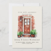 Neue Adresse I Wasserfarben Vordertür und -ziegeln Ankündigung (Vorderseite)