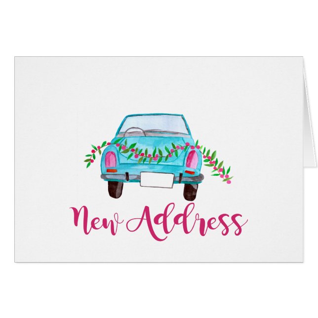 Neue Adresse Klassischer Weihnachtswagen (Vorderseite (Horizontal))