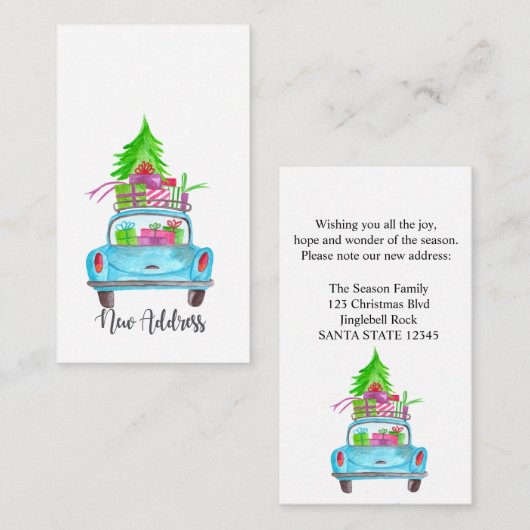 Neue Adresse Klassischer Weihnachtswagen Begleitkarte (Vorne/Hinten)