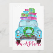 Neue Adresse Klassischer Weihnachtswagen Einladung (Vorne/Hinten)