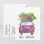 Neue Adresse Klassischer Weihnachtswagen Postkarte (Vorne/Hinten)