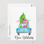 Neue Adresse Klassischer Weihnachtswagen Postkarte (Vorne/Hinten)