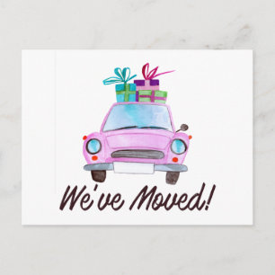 Neue Adresse Klassischer Weihnachtswagen Postkarte